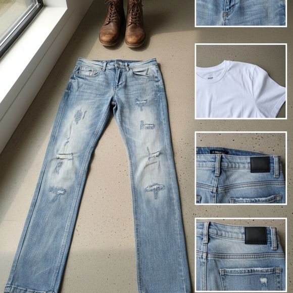 Six Lincoln Denim - Women's Light Blue Distressed Skinny Jeans